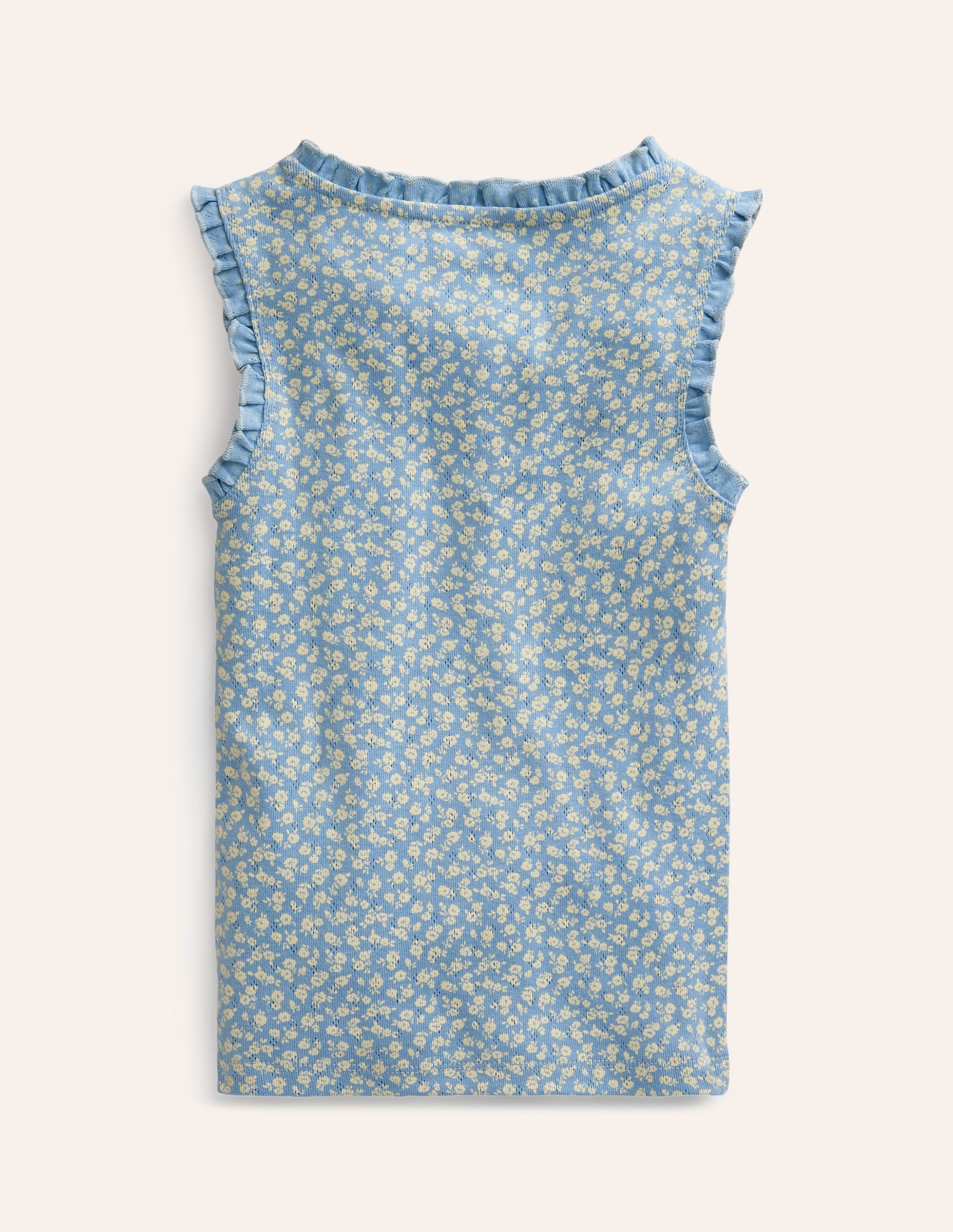 Débardeur en pointelle-Motif floral bleu vintage - Image 2