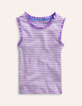 Pointelle-Top-Naturweiß/Lavendel Streifen