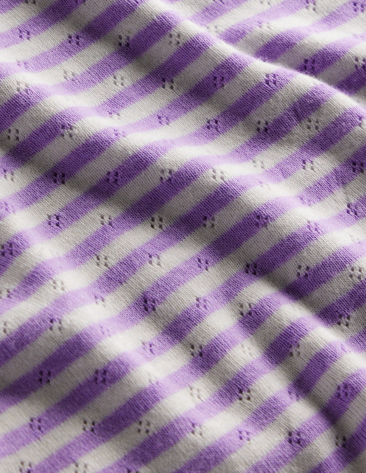 Pointelle-Top-Naturweiß/Lavendel Streifen-3