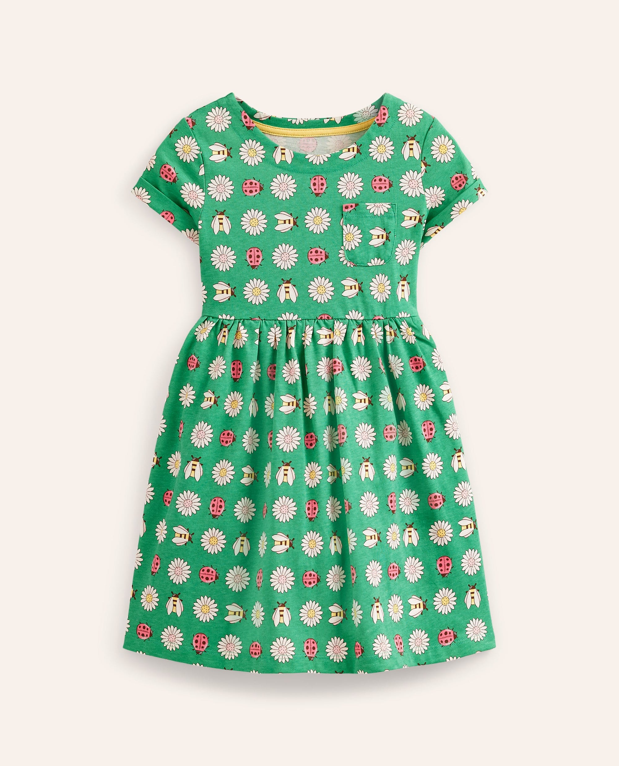 Robe fun à manches courtes en jersey-Motif Daisy Bugs vert petit pois - Image 1