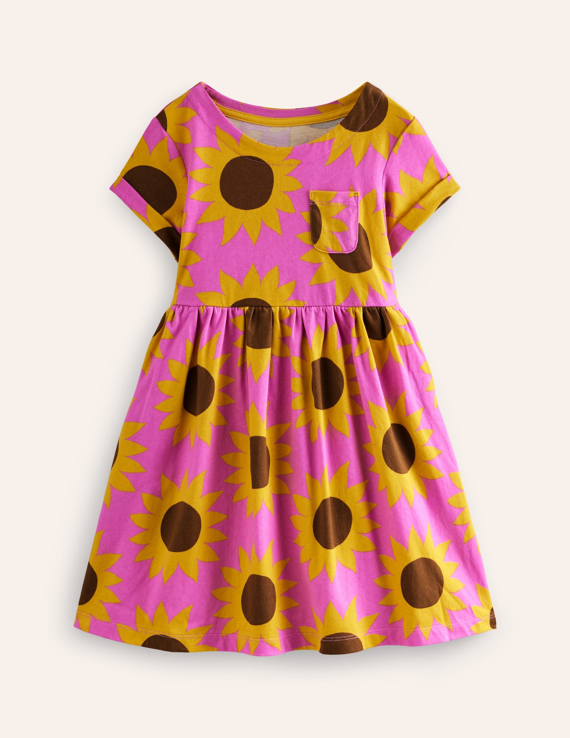Robe fun à manches courtes en jersey-Motif Sunflower Geo rose-1