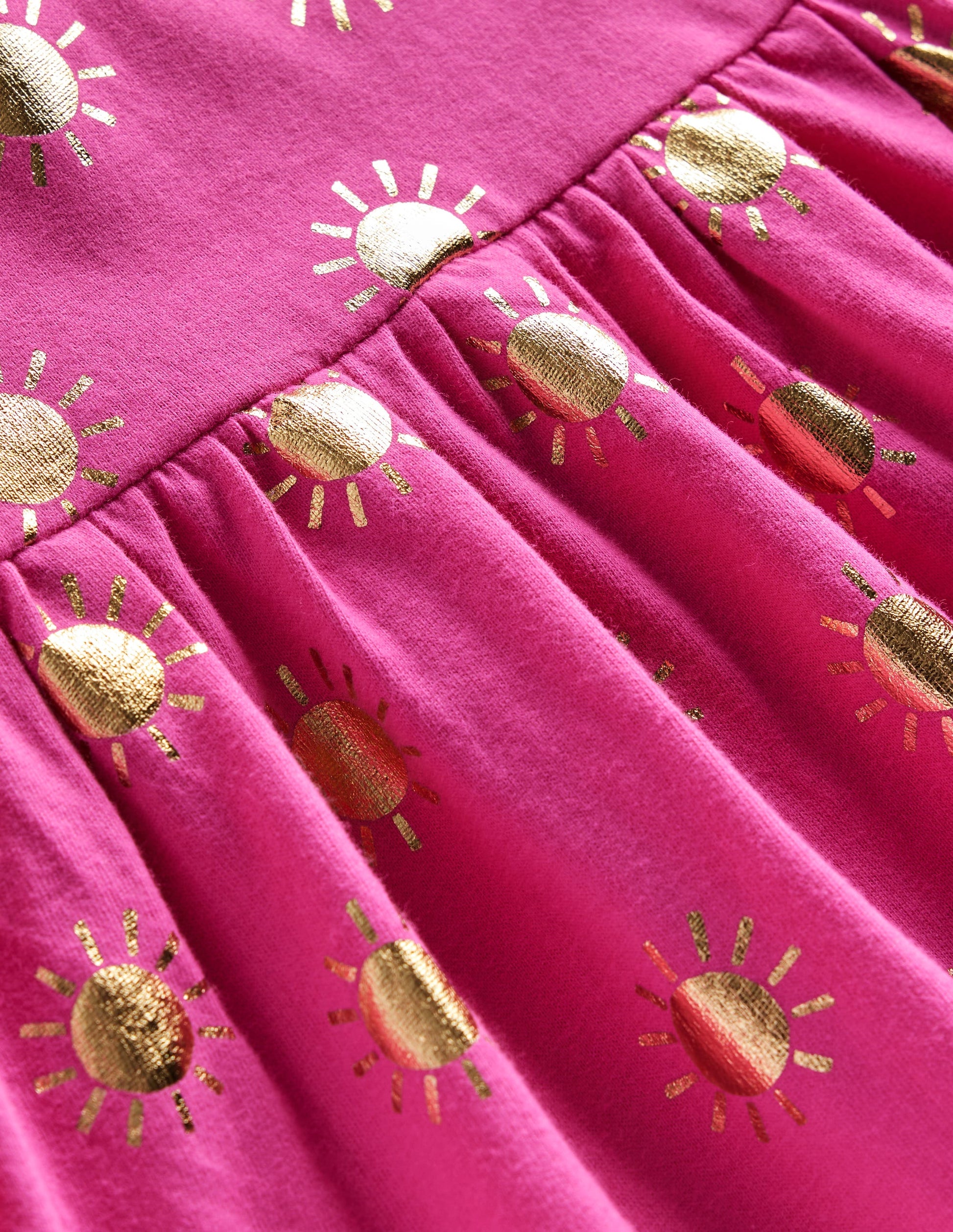 Lustiges Jerseykleid mit kurzen Ärmeln-Prickelndes Pink/goldene Sonnen-3