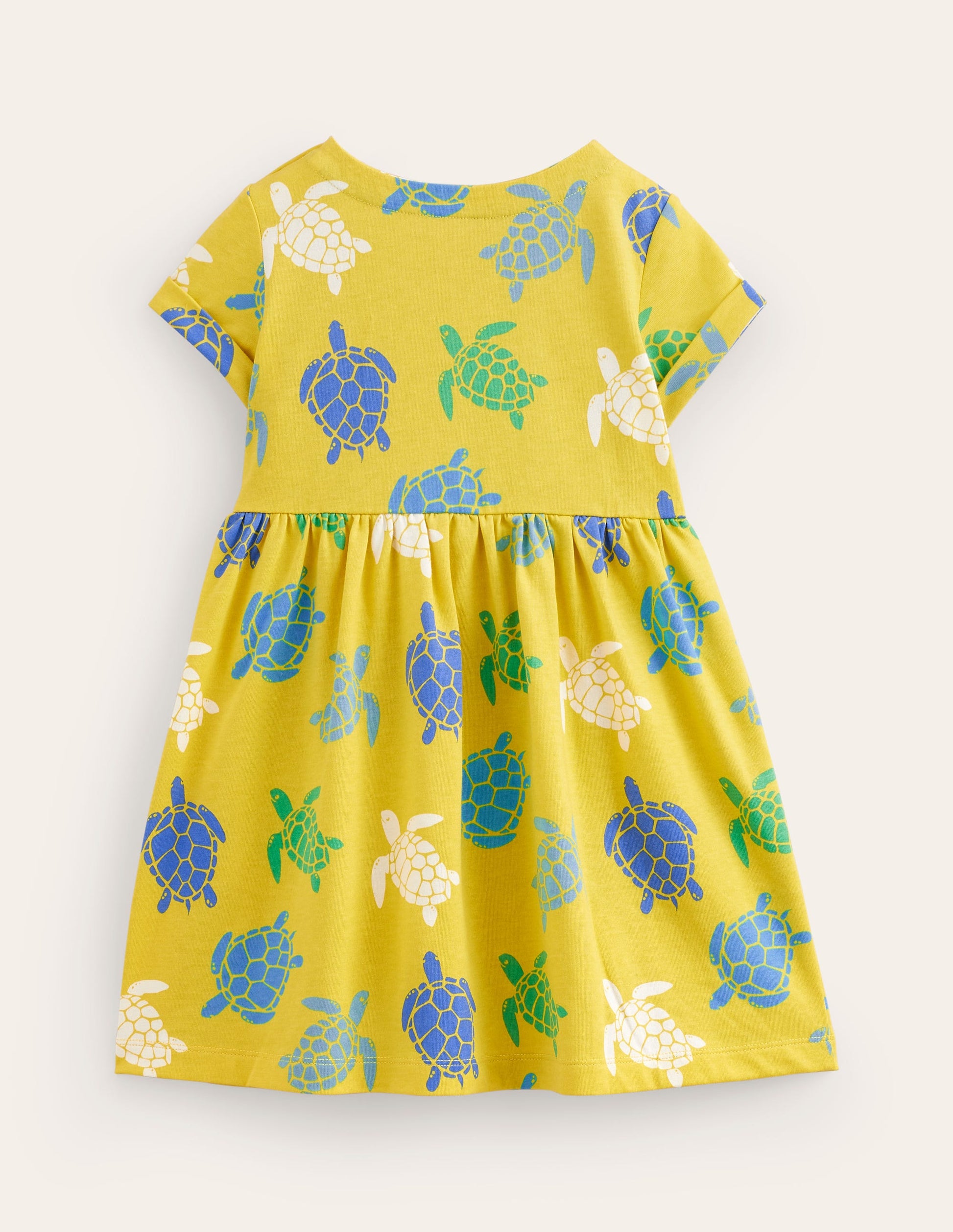 Robe fun à manches courtes en jersey-Tortues jaune zeste-2