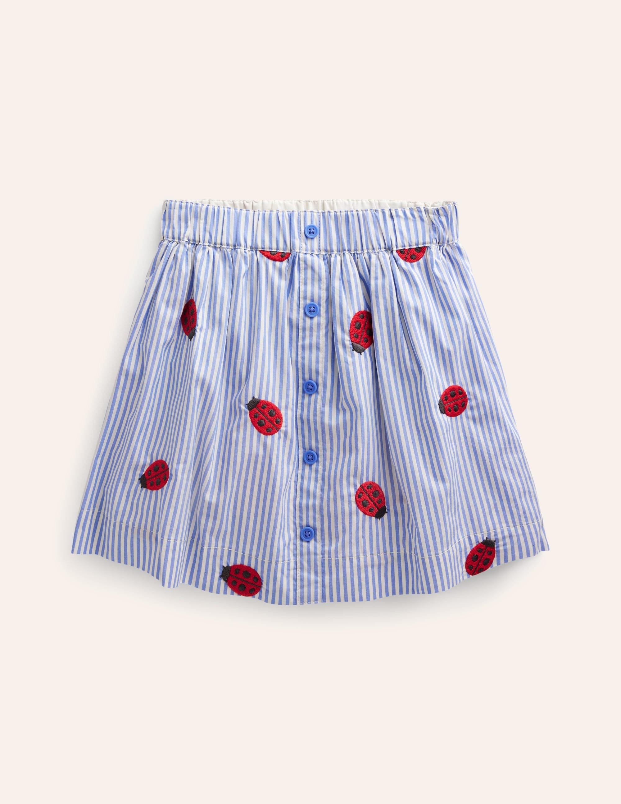 Jupe tournoyante boutonnée-Coccinelle rayé style coutil - Image 1