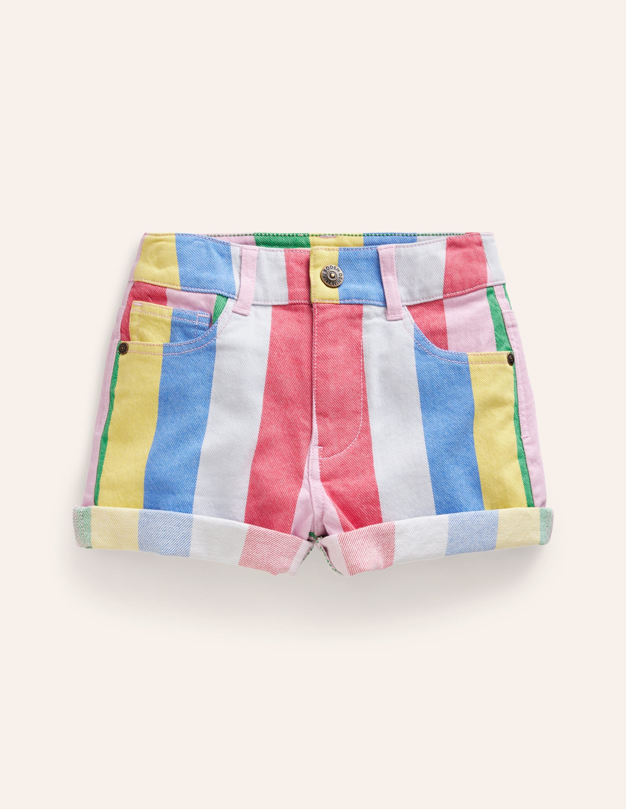Jeansshorts-Bunt Regenbogen-Streifen - Image 1