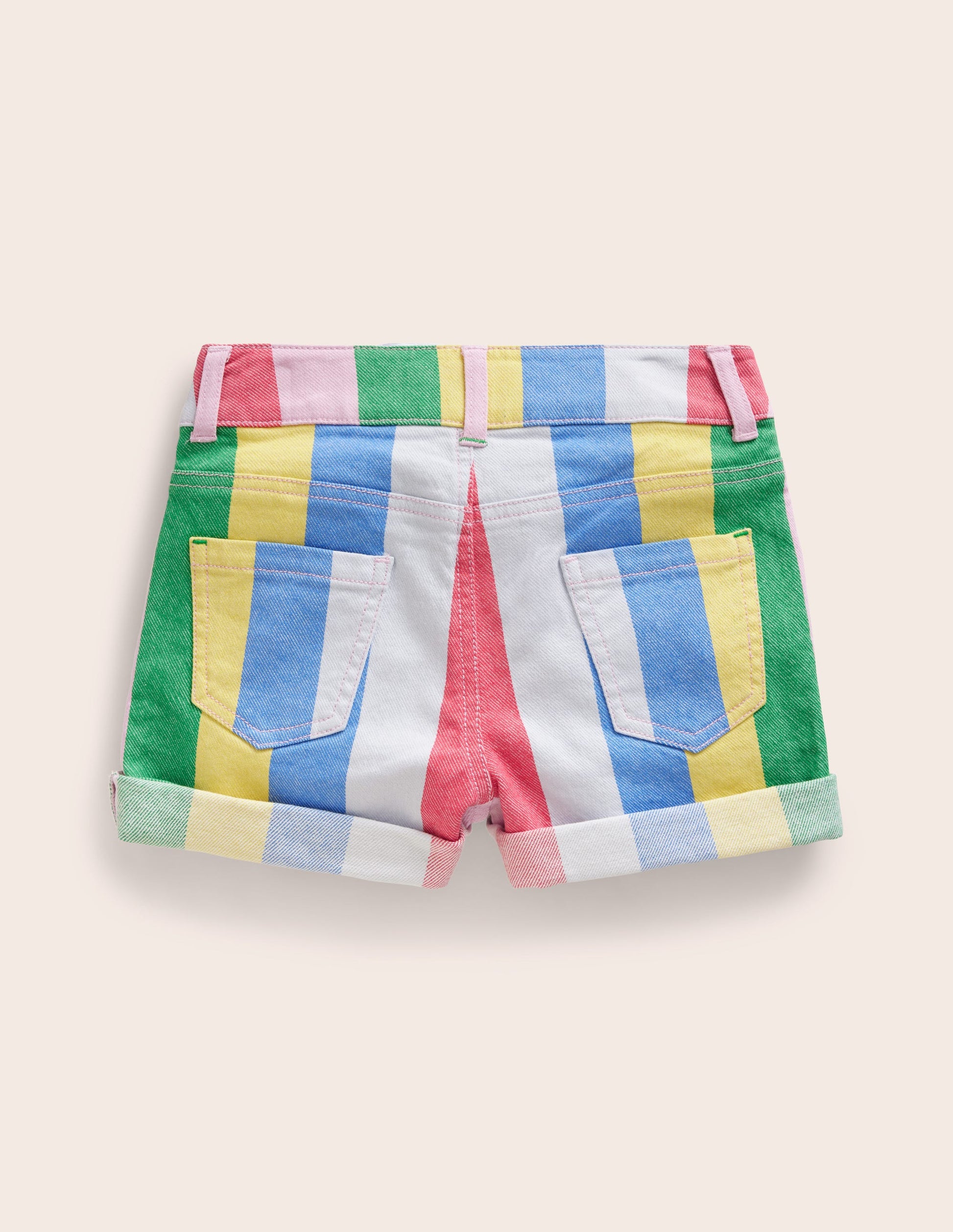 Jeansshorts-Bunt Regenbogen-Streifen-2