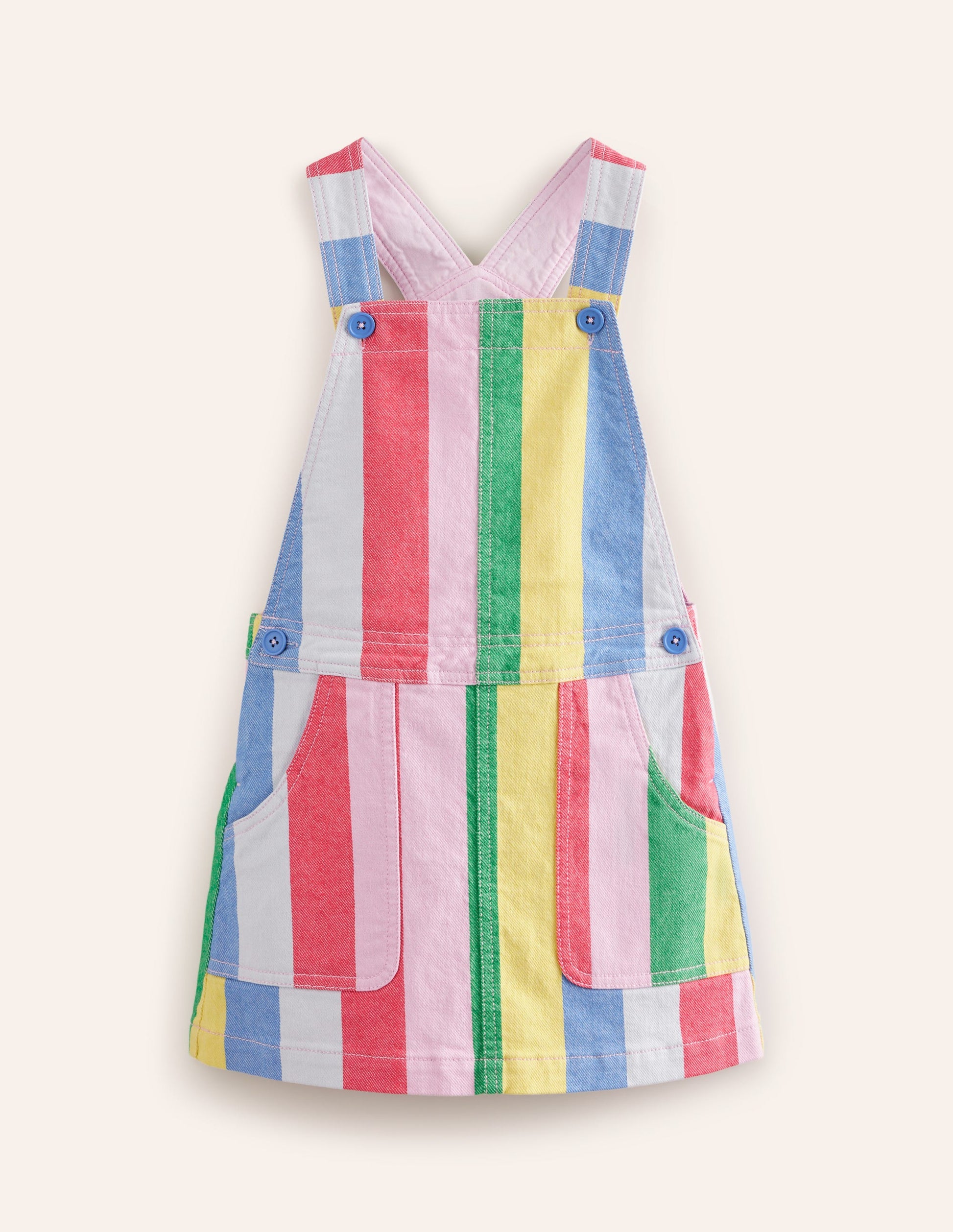 Dungaree Dress-Multi Rainbow Stripe-1