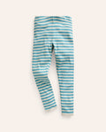 Legging côtelé bordé de dentelle-Bleu mer aigue-marine/ivoire