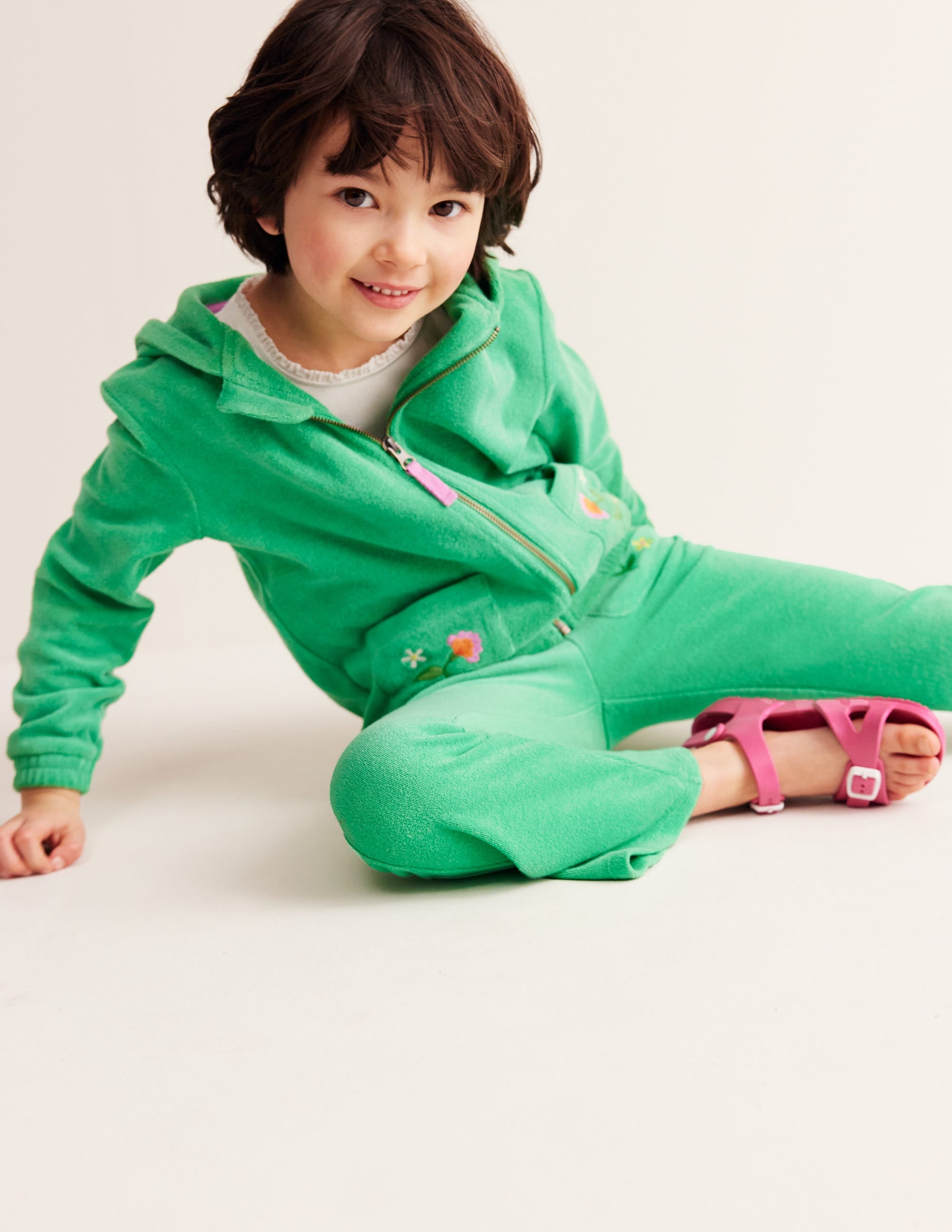 Pantalon évasé en éponge-Vert petit pois - Image 3