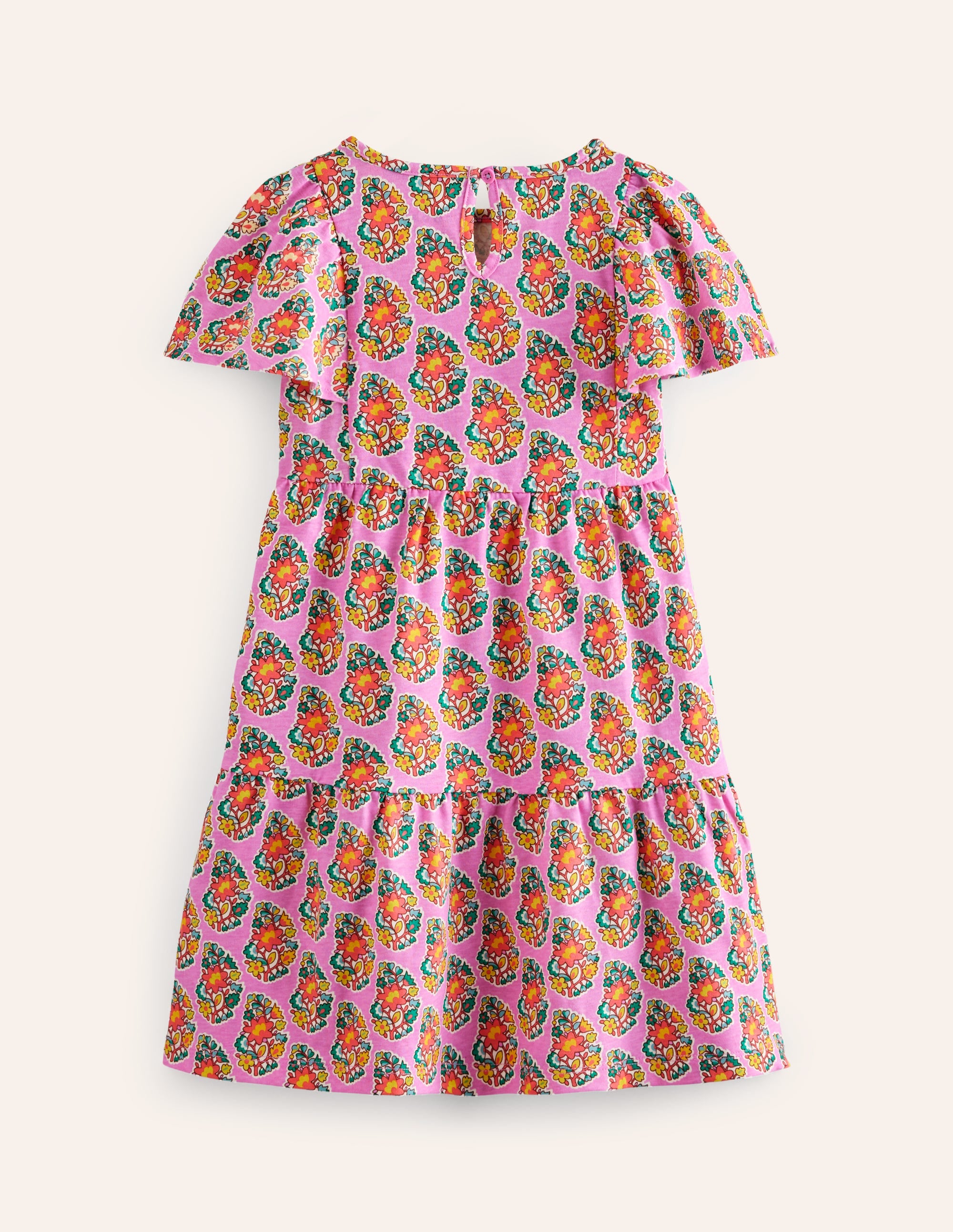 Gestuftes Jersey-Flatterkleid-Rosa Pfingstrose Paisley - Image 2