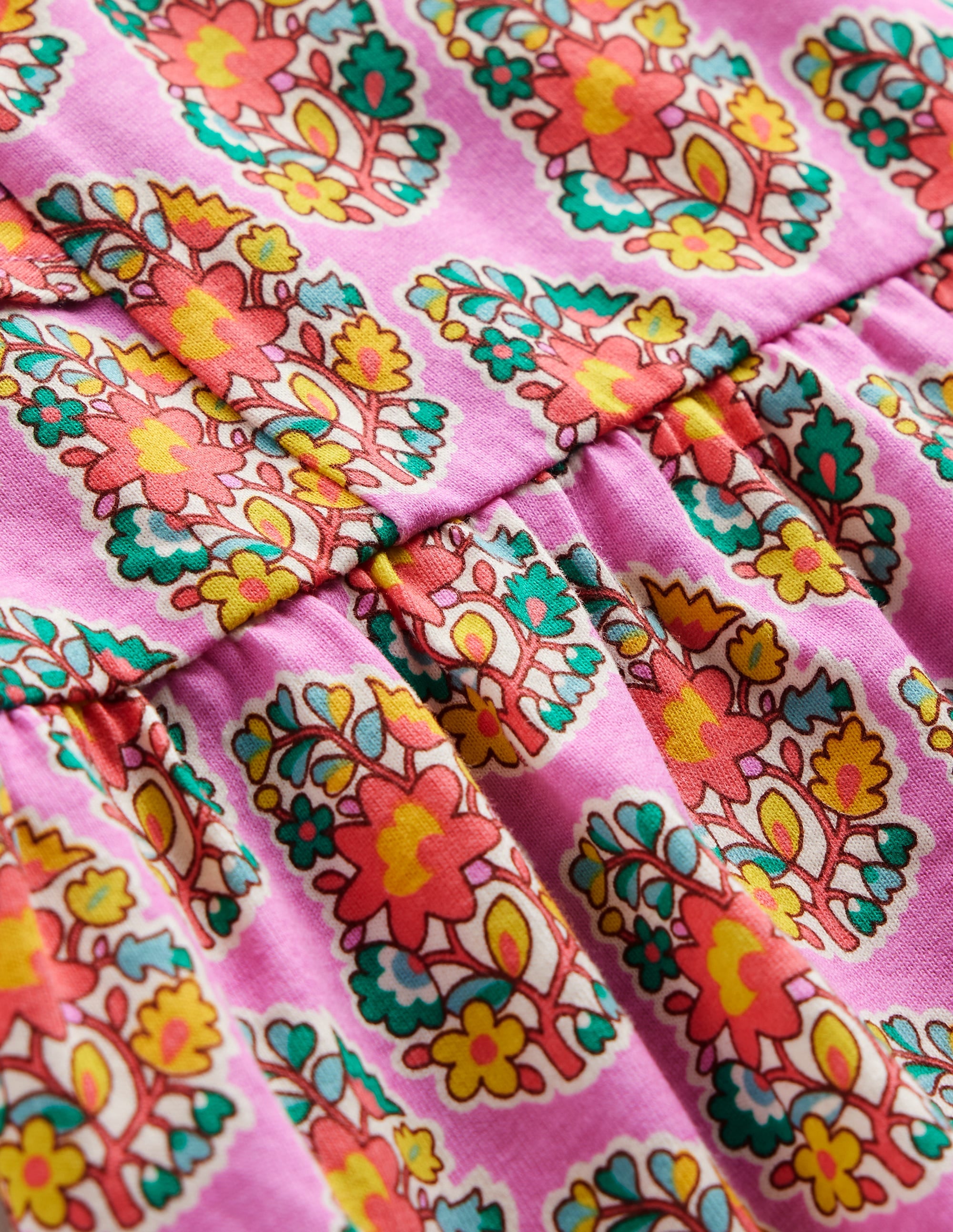 Gestuftes Jersey-Flatterkleid-Rosa Pfingstrose Paisley - Image 3