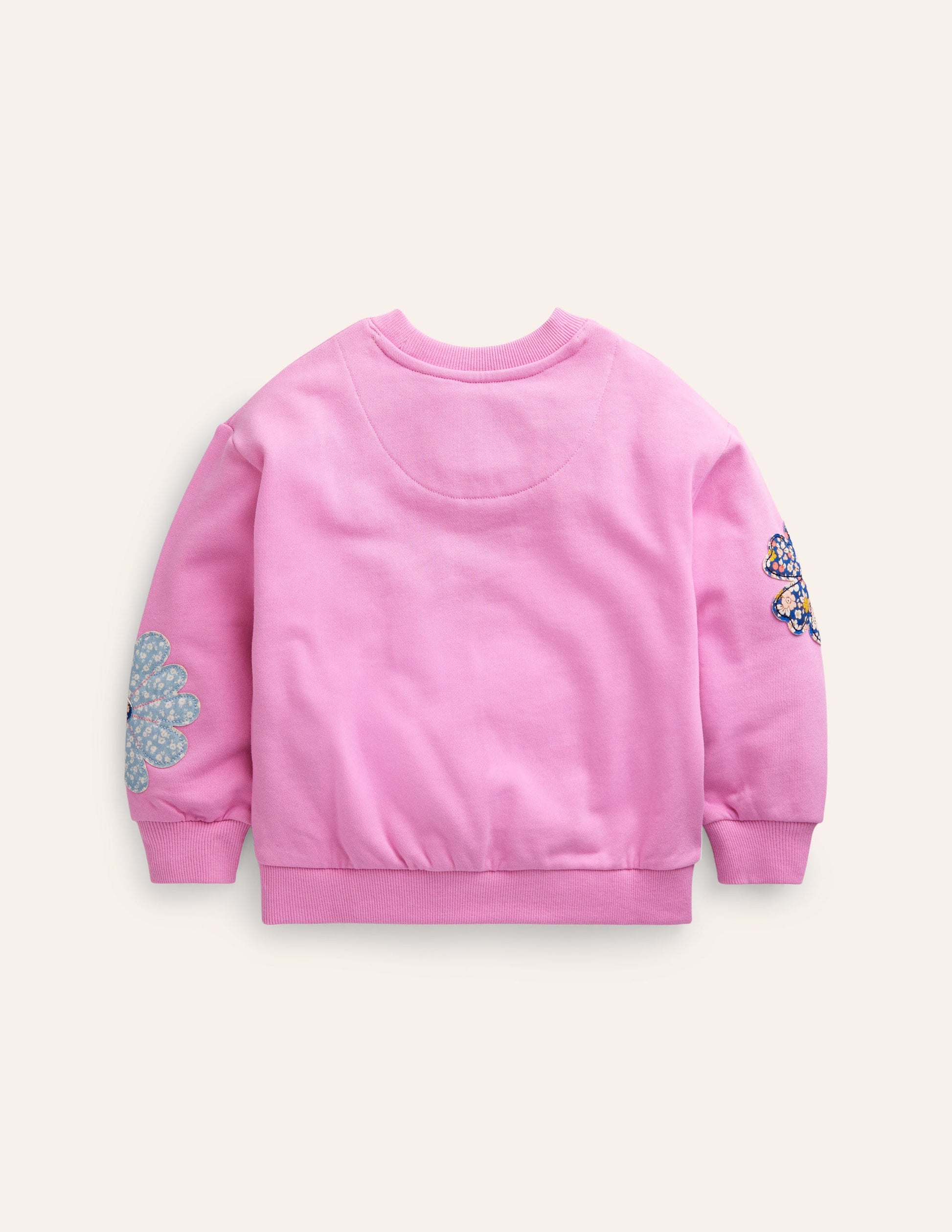 Lockeres Sweatshirt mit Applikationen-Kosmos-Rosa Blume-2