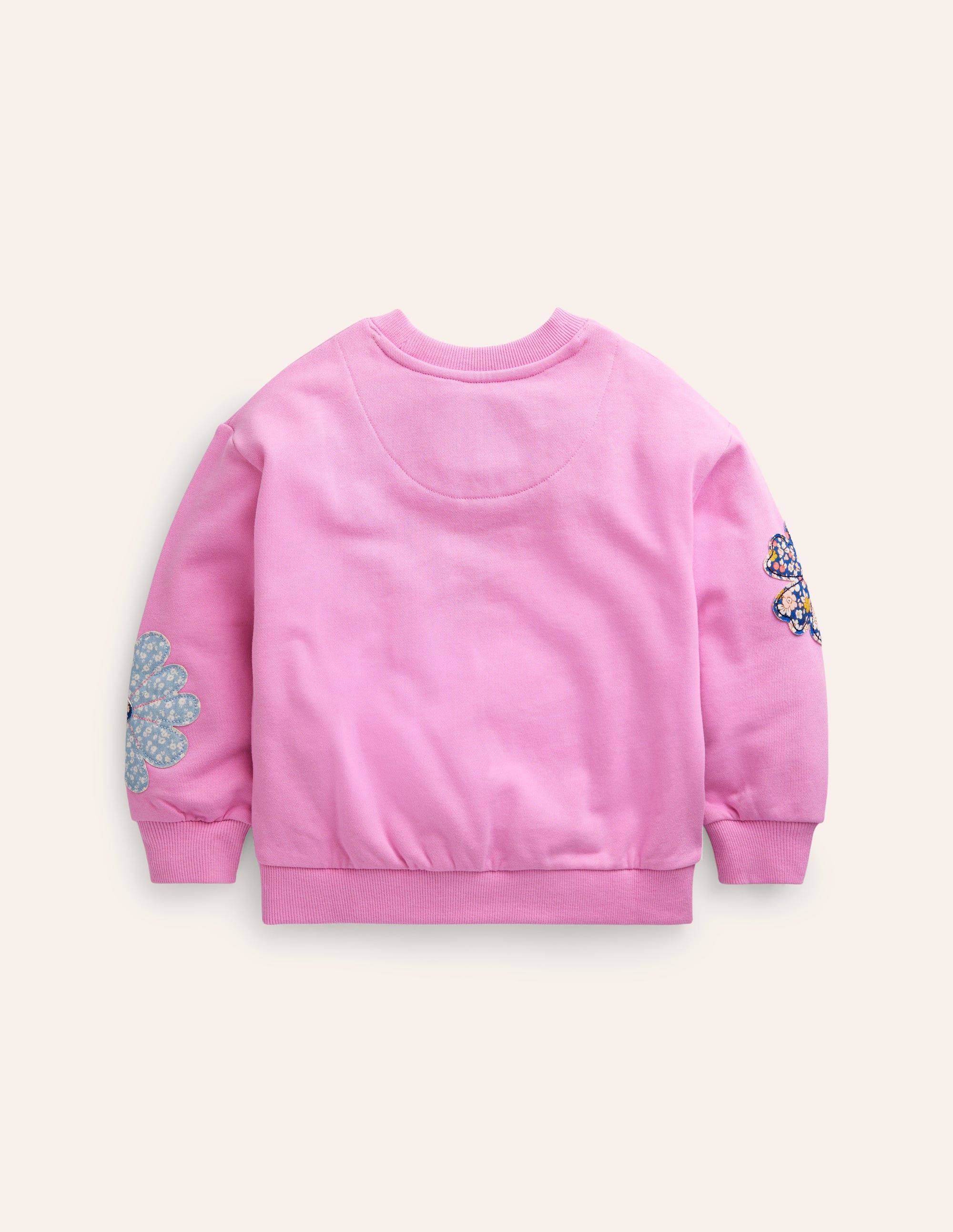 Lockeres Sweatshirt mit Applikationen-Kosmos-Rosa Blume - Image 2