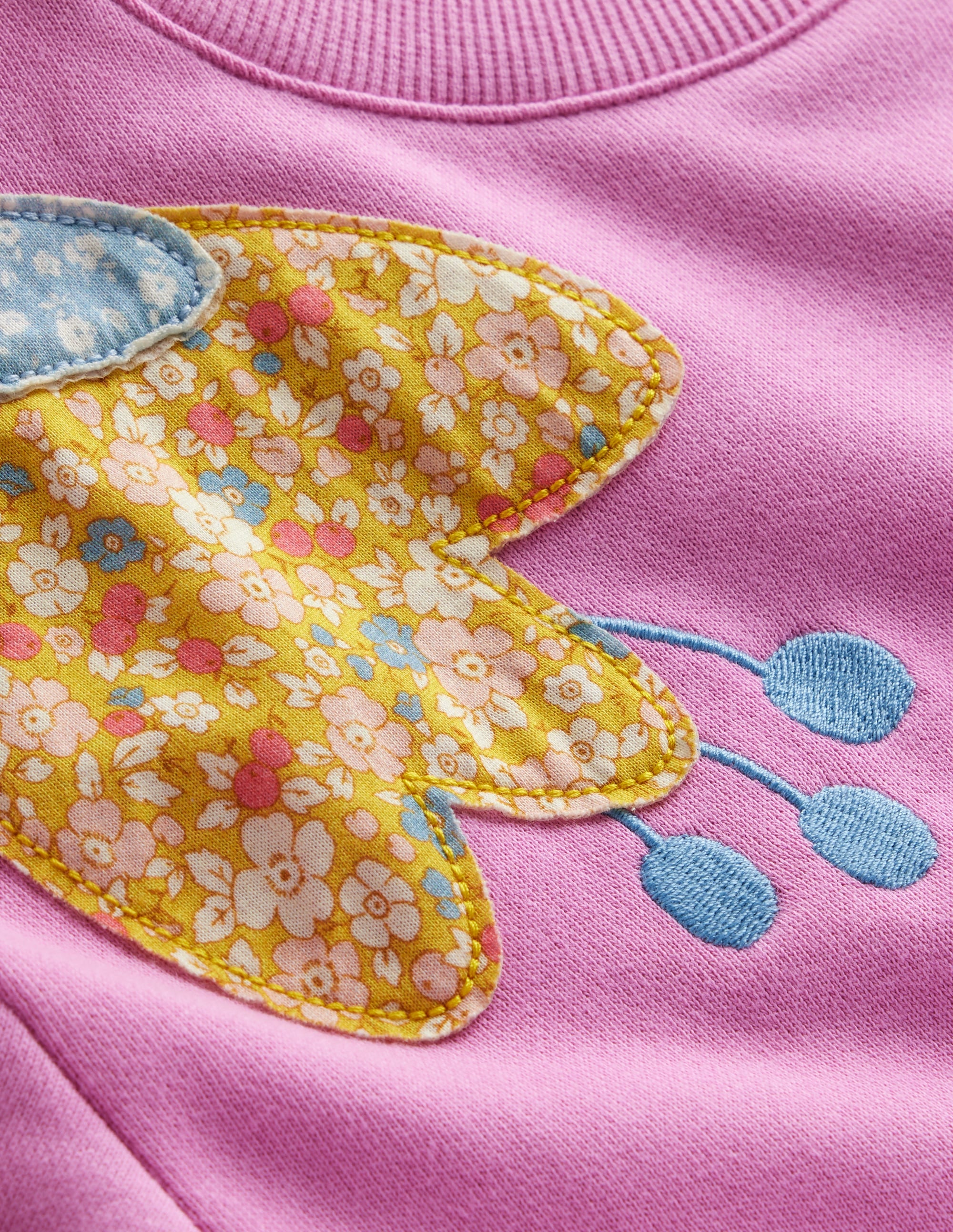 Lockeres Sweatshirt mit Applikationen-Kosmos-Rosa Blume - Image 3