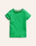 T-shirt côtelé à manches courtes-Vert printemps