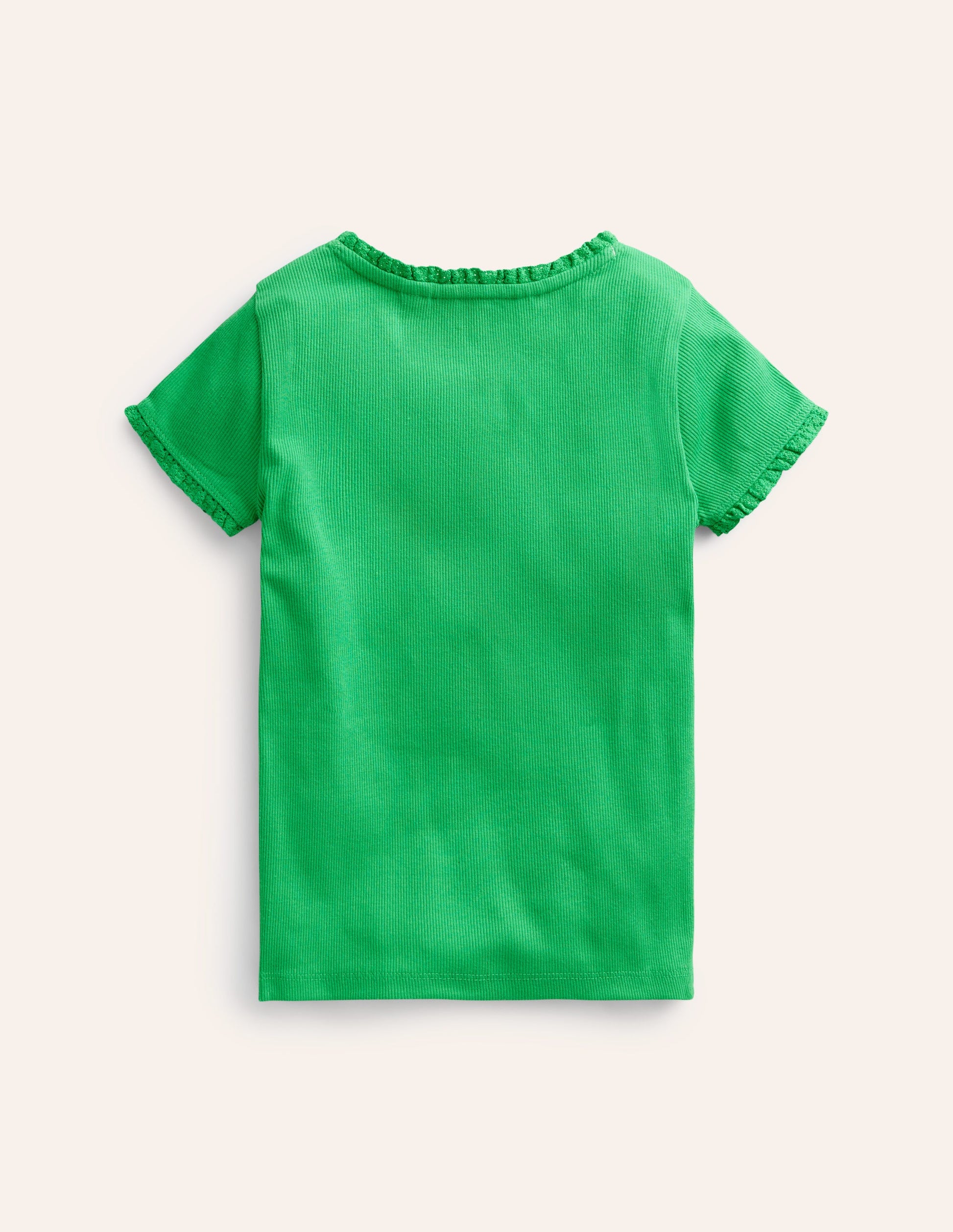 T-shirt côtelé à manches courtes-Vert printemps-2