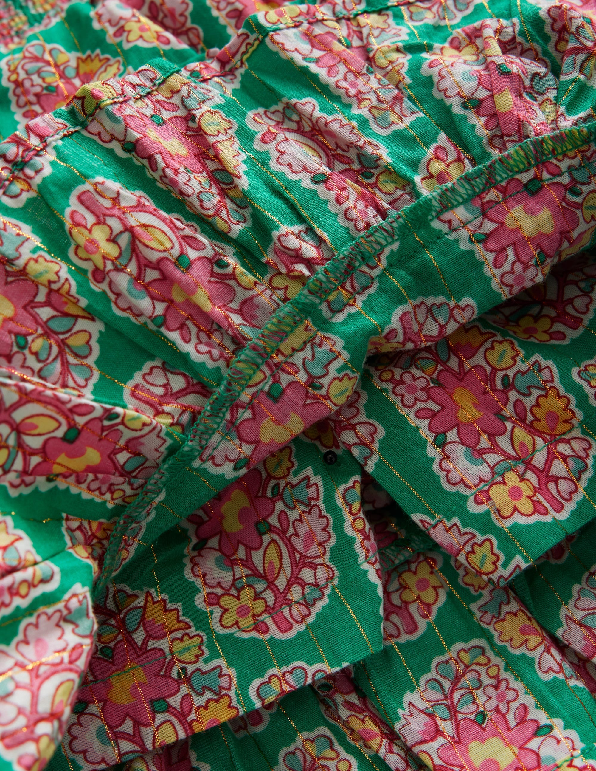 Jupe-short volantée à imprimé-Motif cachemire vert jade - Image 3