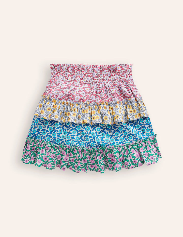 Tiered Printed Skort-Hotchpotch Floral