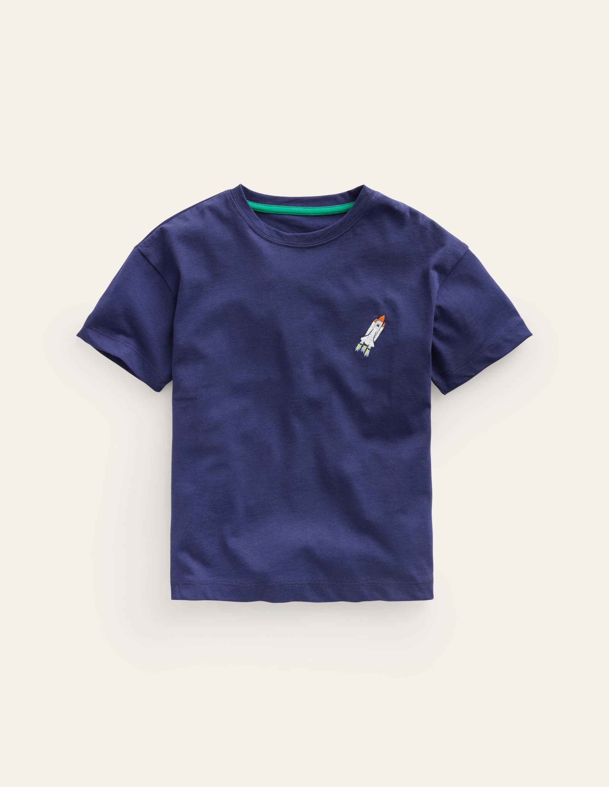 T-Shirt mit gesticktem Logo-Schuluniform-Marineblau Rakete-1