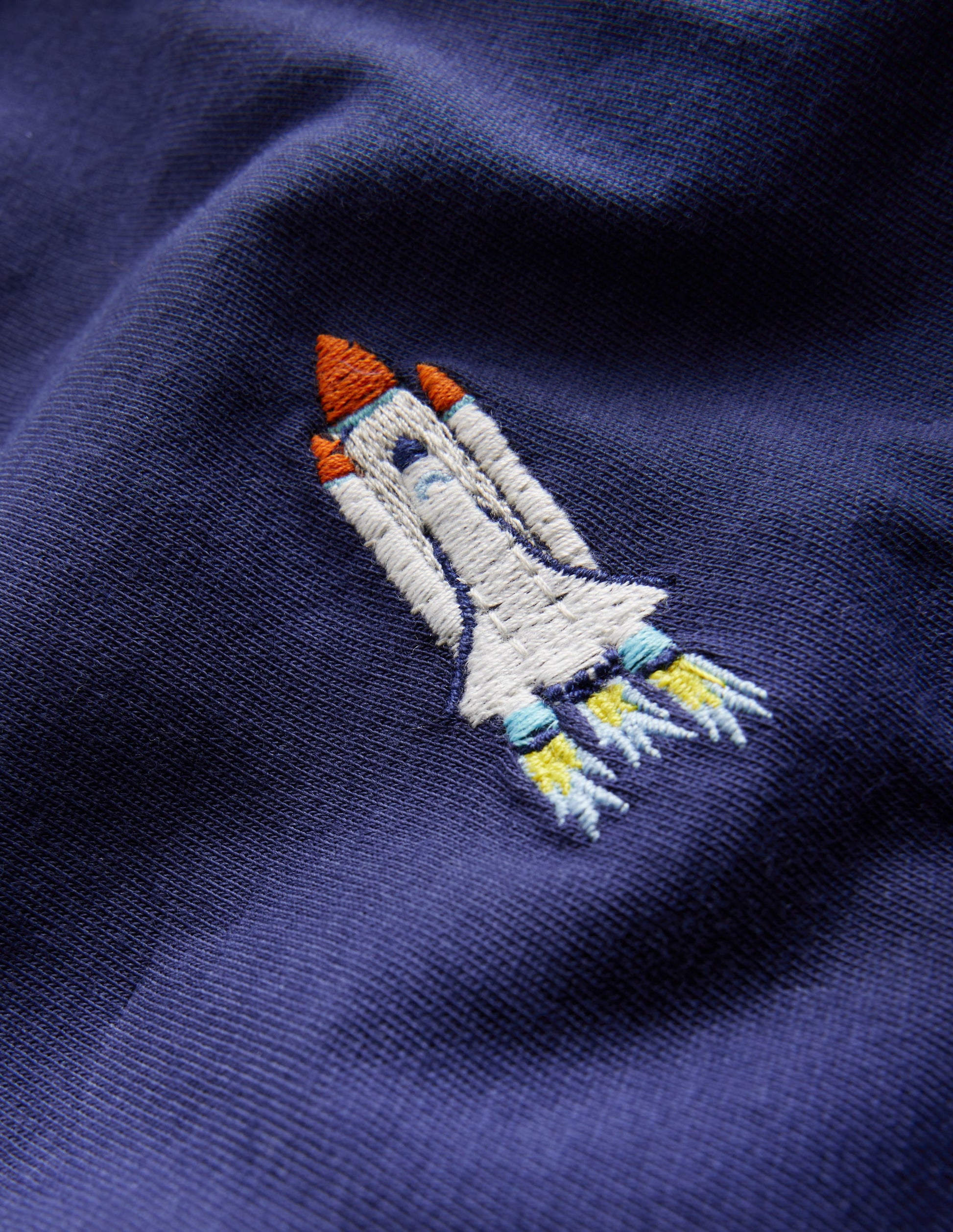 T-Shirt mit gesticktem Logo-Schuluniform-Marineblau Rakete-3