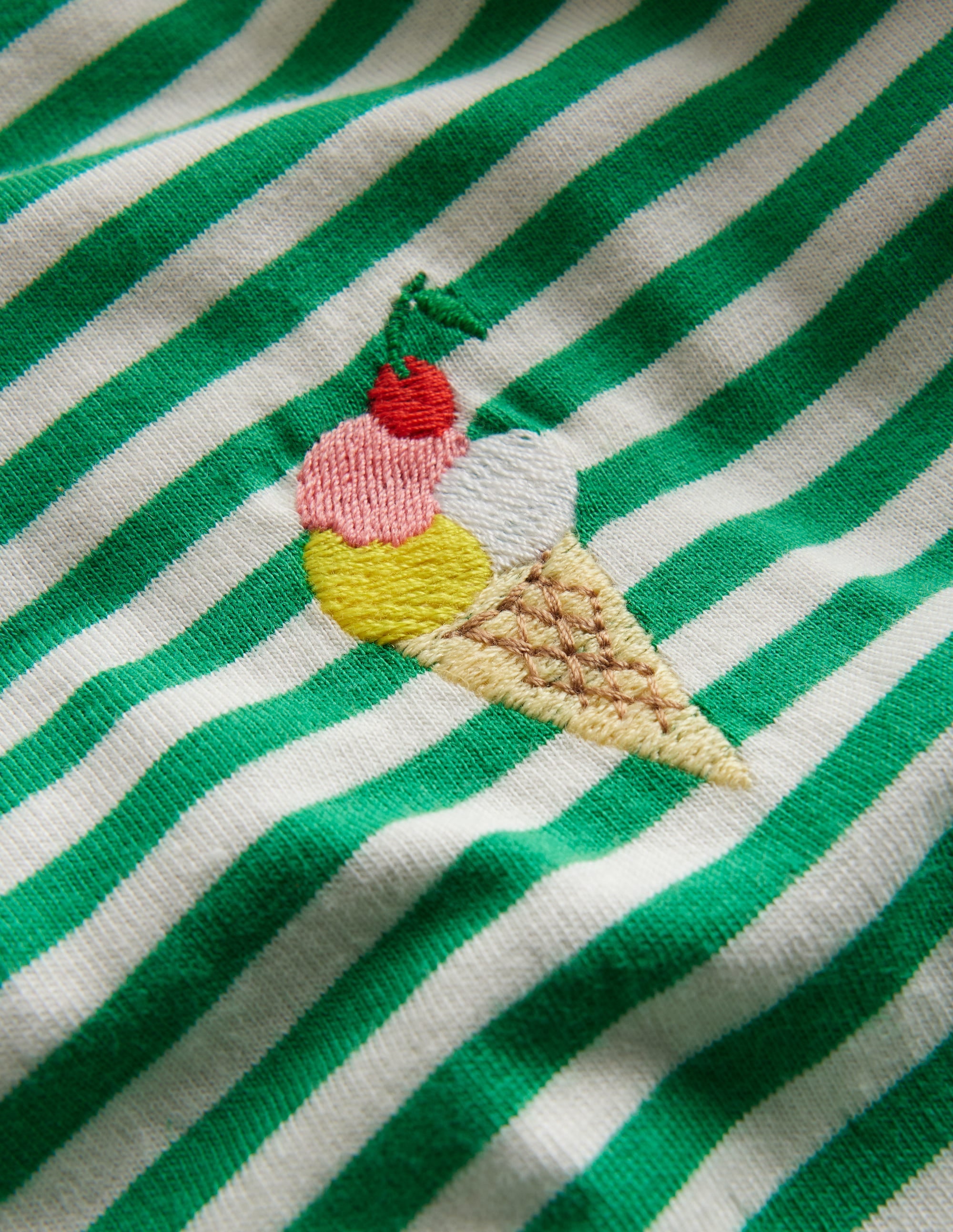 T-Shirt mit gesticktem Logo-Aloe-Grün/Naturweiß Eiscreme - Image 3