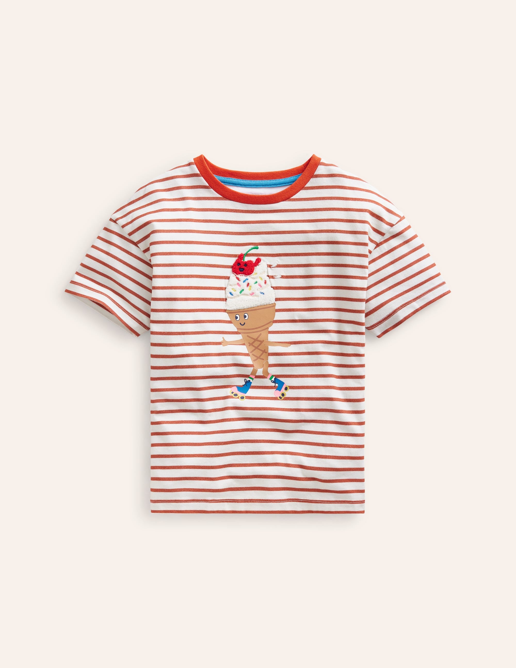 Boucle Relaxed T-shirt-Ivory/ Coral Pink Ice Cream - Image 1