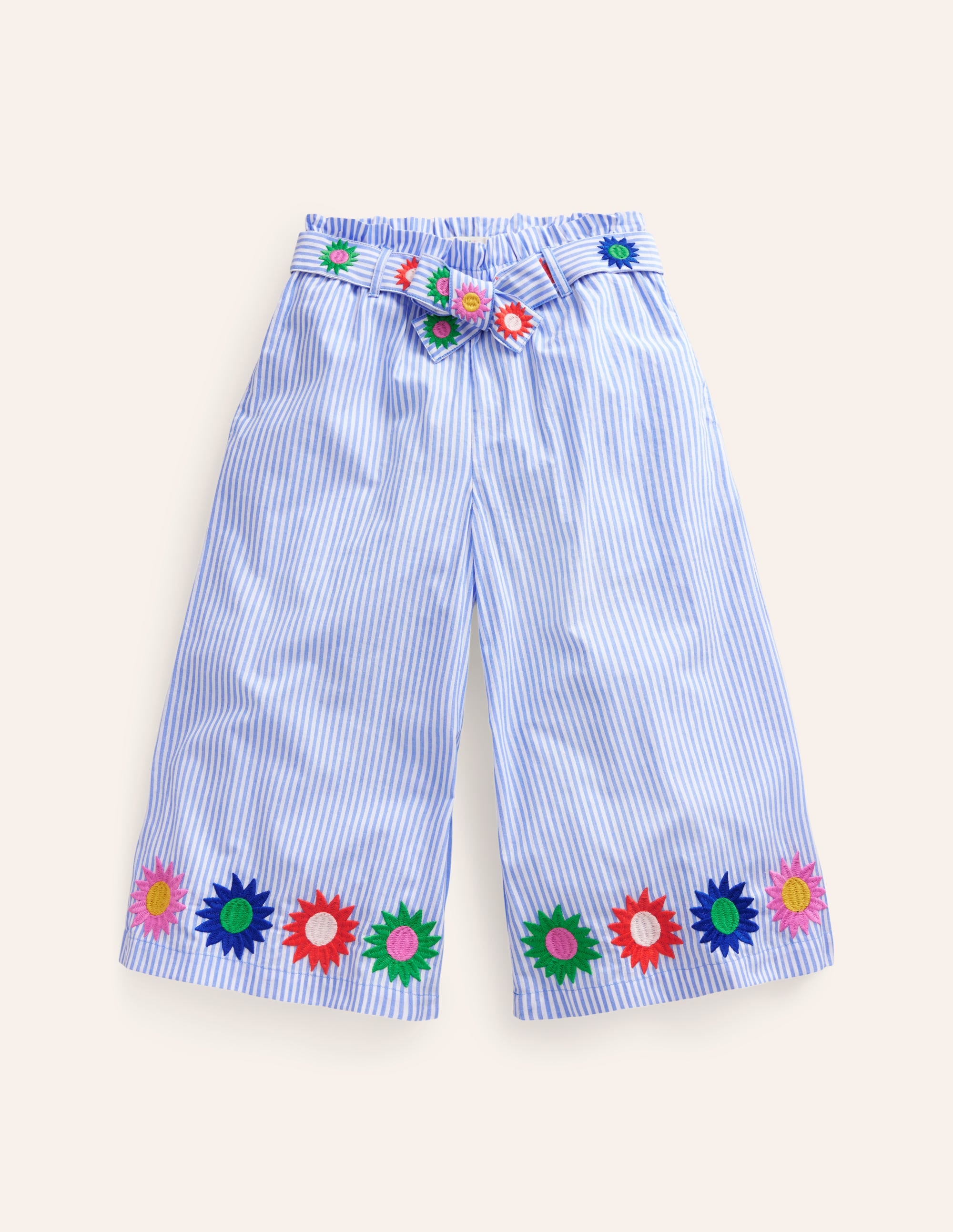 Bedruckte Hose mit weitem Bein-Vintage Blau/Naturweiß Streifen - Image 1