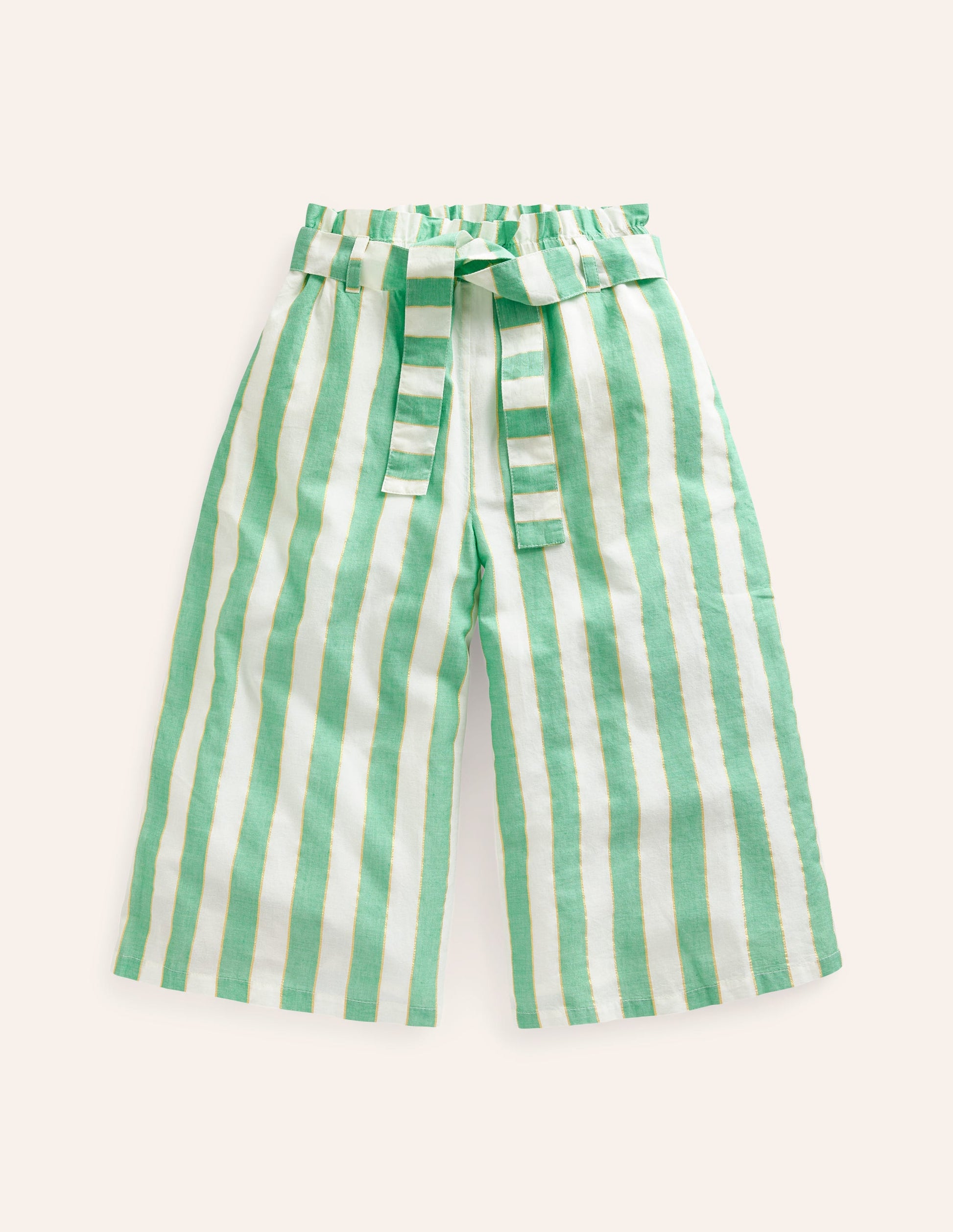 Bedruckte Hose mit weitem Bein-Grüne Streifen, Lurex-1