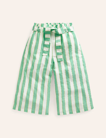 Bedruckte Hose mit weitem Bein-Grüne Streifen, Lurex-1