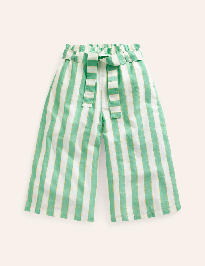 Wide Leg Trousers-Green Lurex Stripe