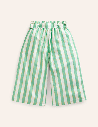 Bedruckte Hose mit weitem Bein-Grüne Streifen, Lurex-2