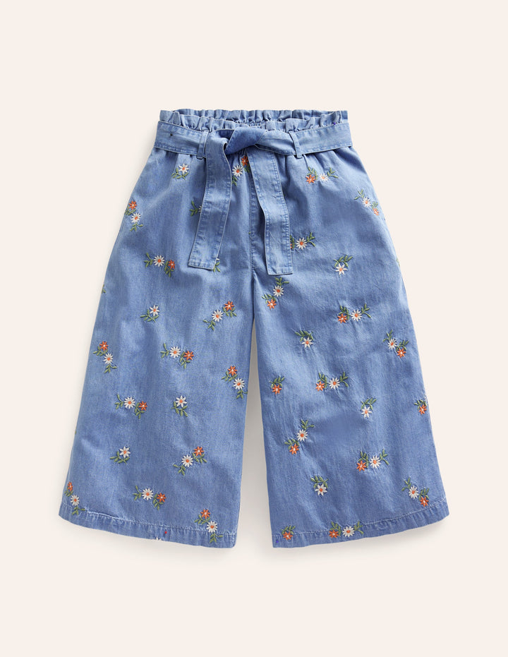 Wide Leg Trousers-Mid Vintage Embroidered