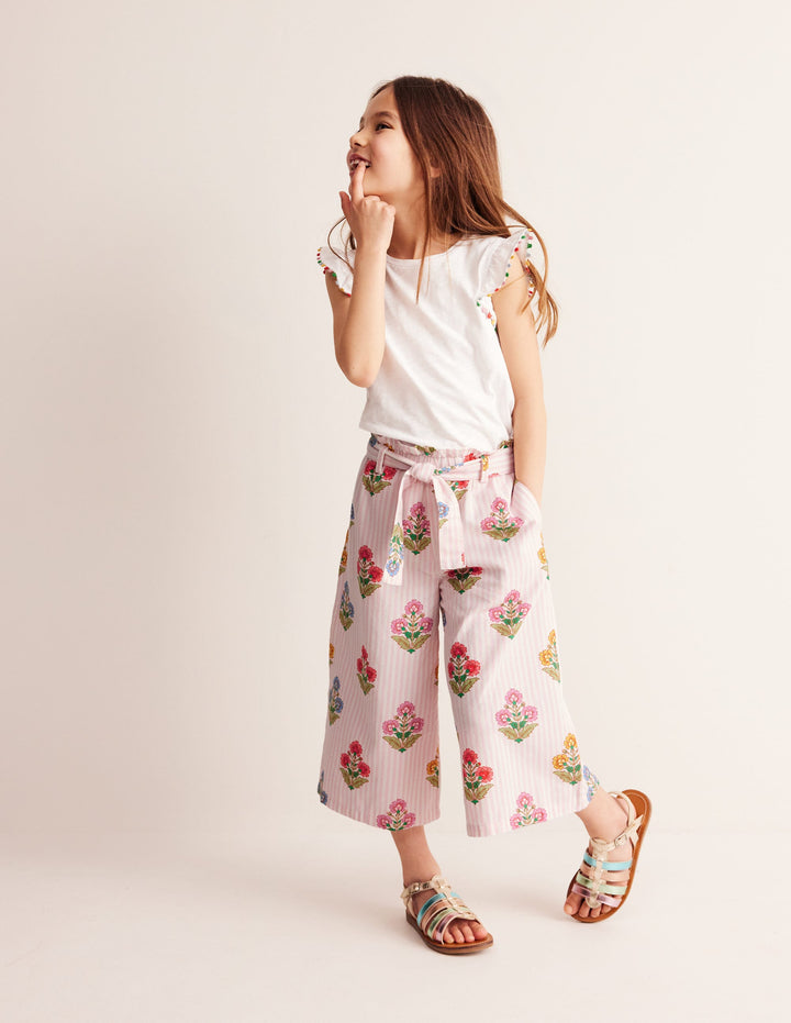 Wide Leg Trousers-Multi Woodblock