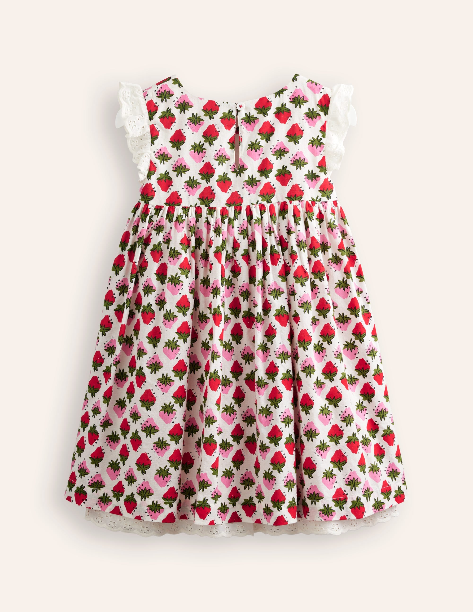 Gesmoktes Kleid mit Spitzenbesatz-Vintage Erdbeere Stempel - Image 2