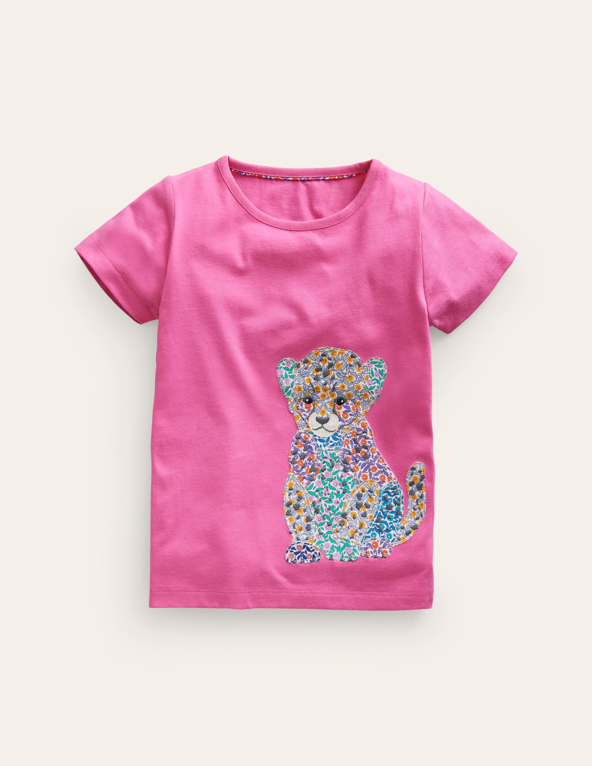 T-shirt manches courtes à appliqué-Bébé léopard rose - Image 1