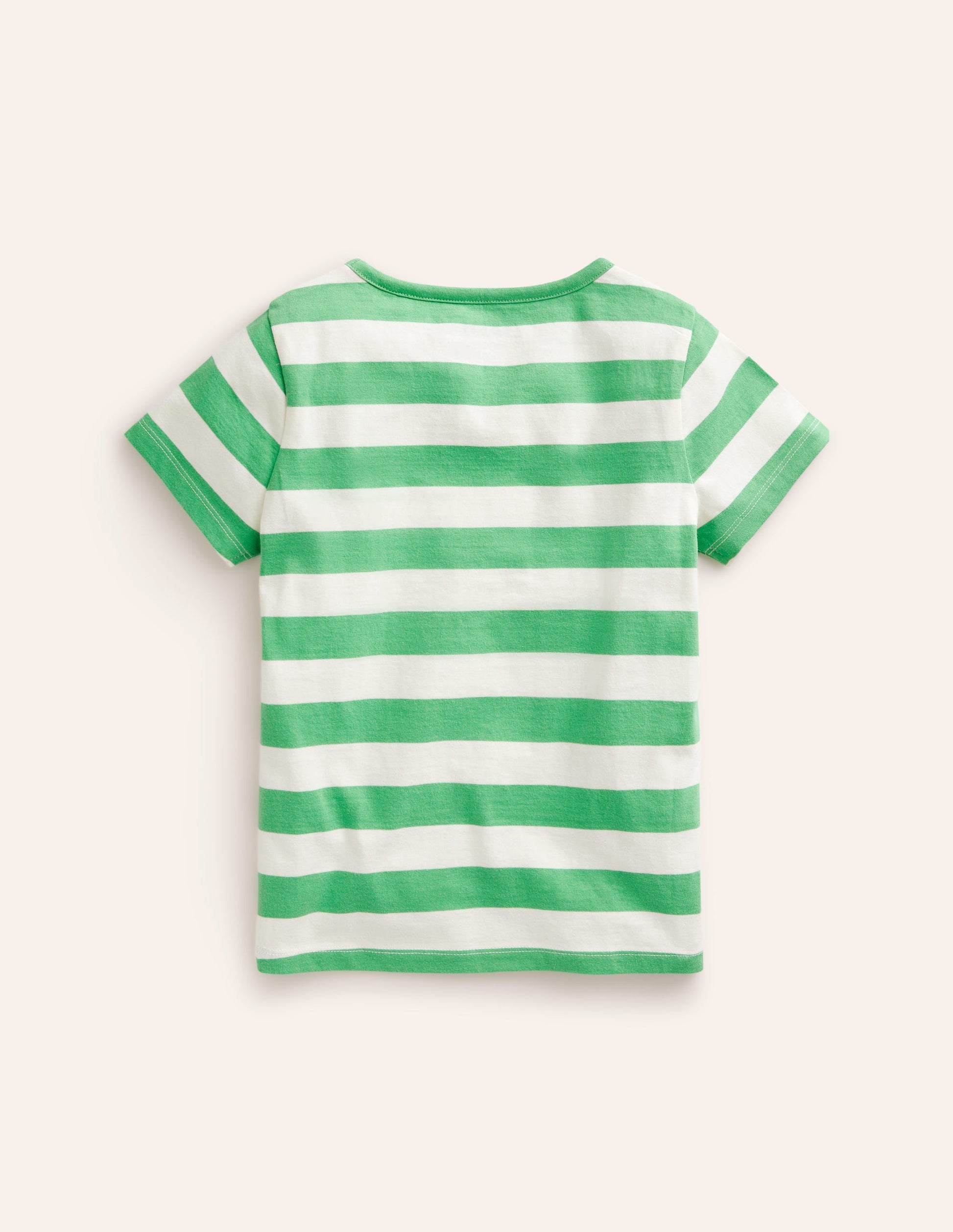 Kurzärmeliges T-Shirt mit Applikation-Fichtengrün/Naturweiß Erdbeere-2