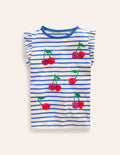 Flutter Short Sleeve T-Shirt-Vanilla Pod/ Cabanna Blue