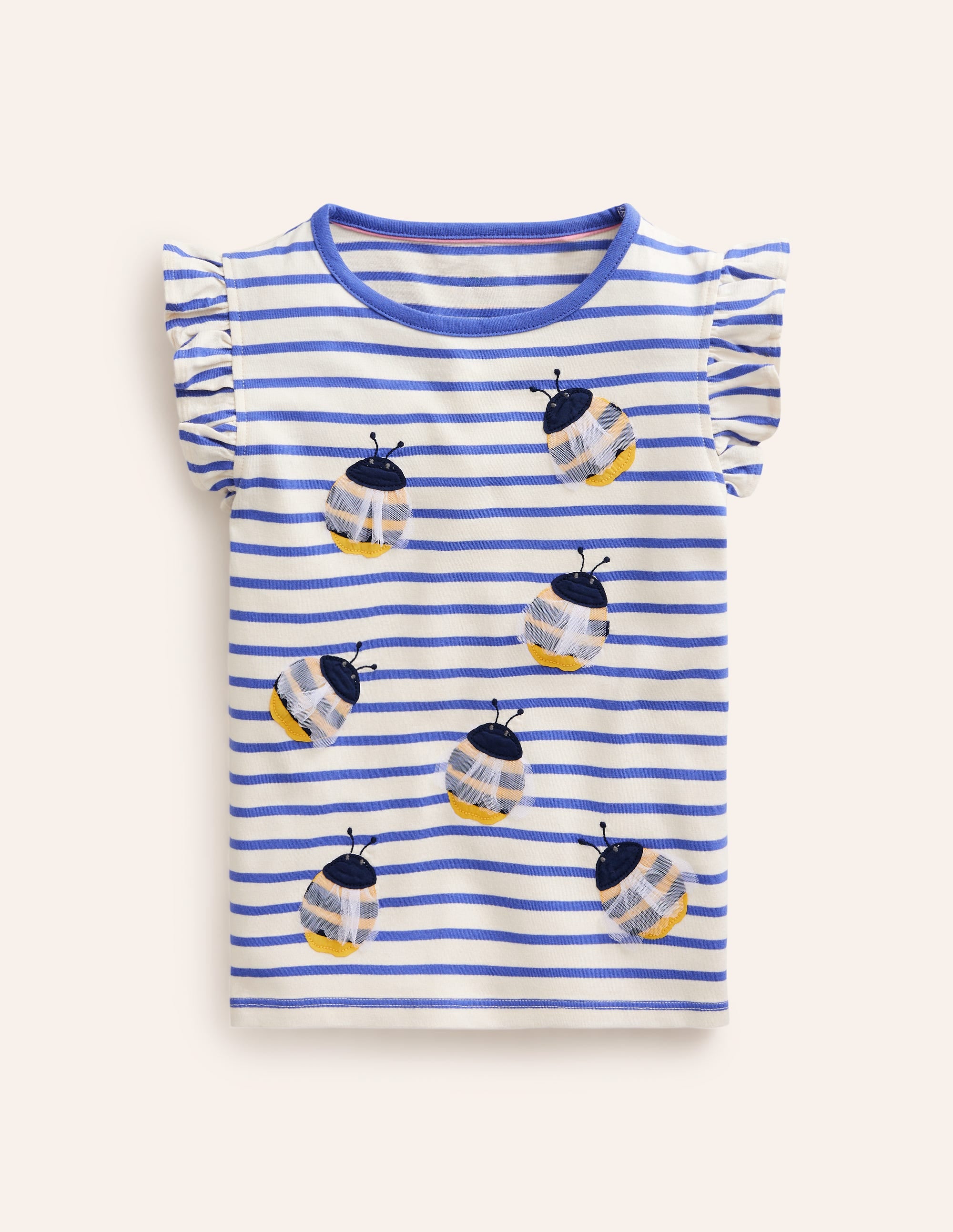 Kurzärmliges Flatter-T-Shirt-Wisteria-Blau/Vanilleschote - Image 1