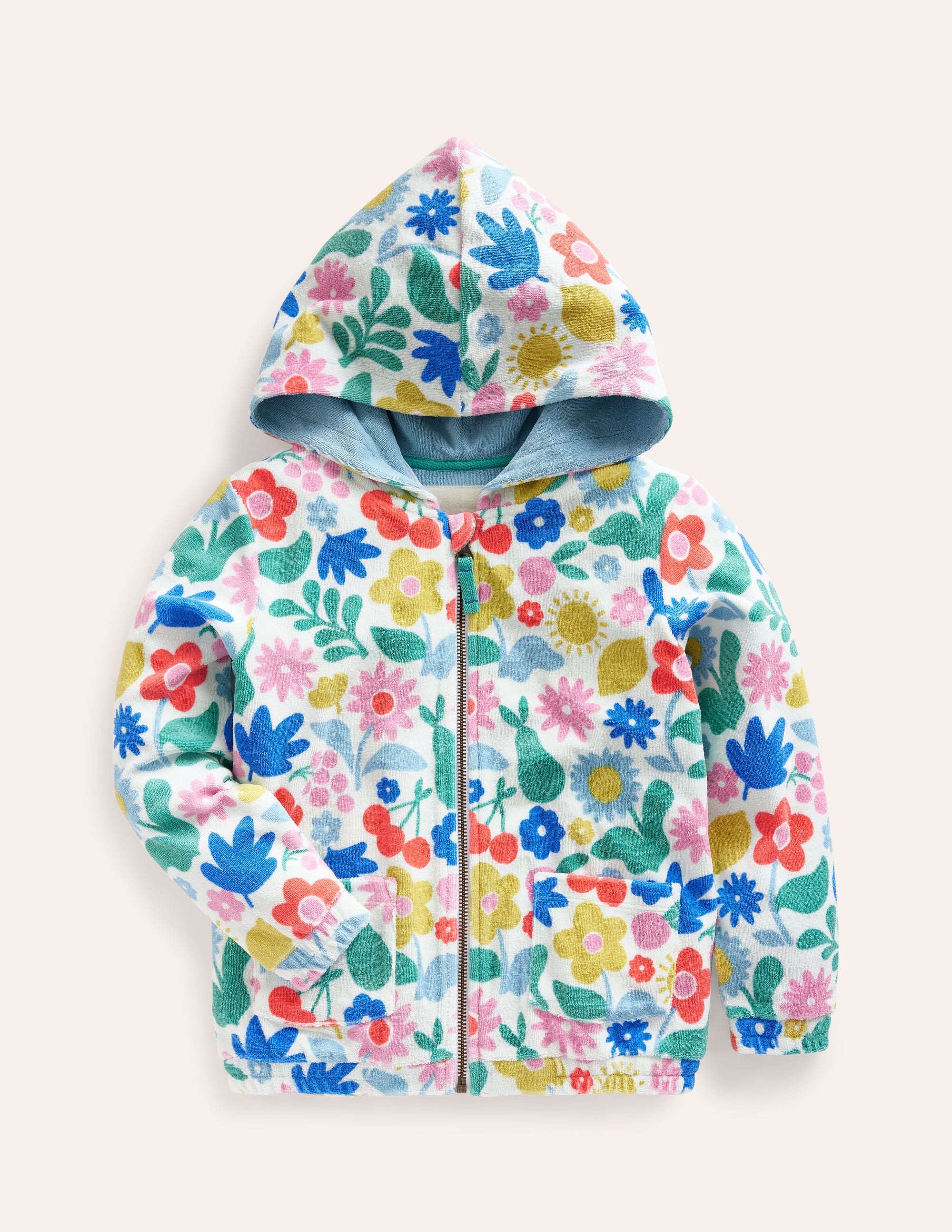 Zip-Through Towelling Hoodie-Multi Holiday Stencil - Image 1