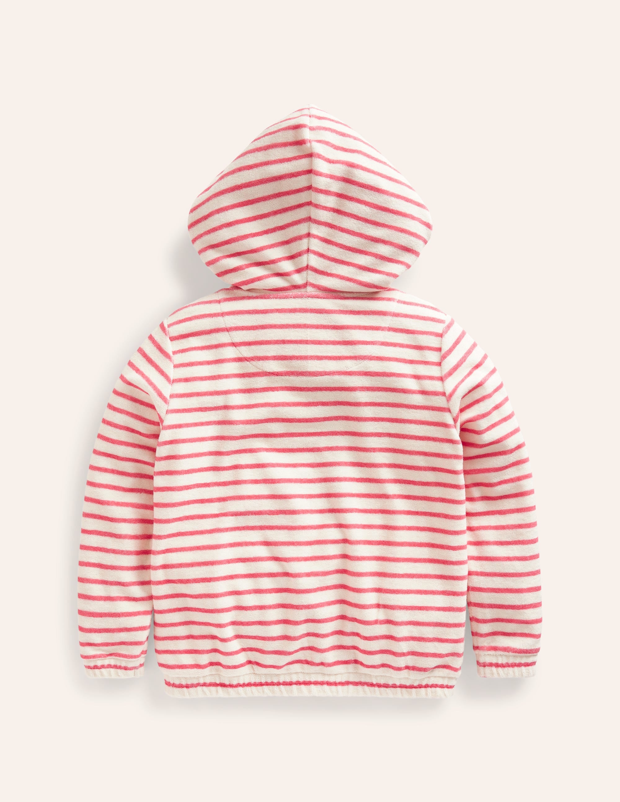 Sweat à capuche zippé en éponge-Rayé gousse de vanille/rouge confiture - Image 2