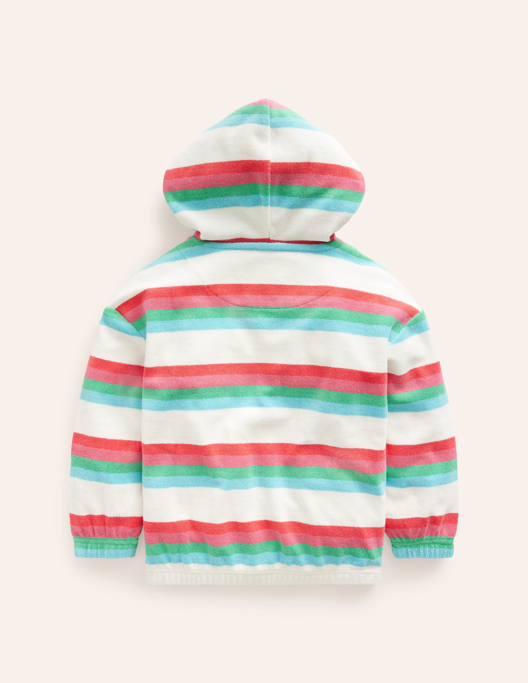 Frottee-Kapuzenpullover-Heiße Koralle & Rosa Streifen - Image 2