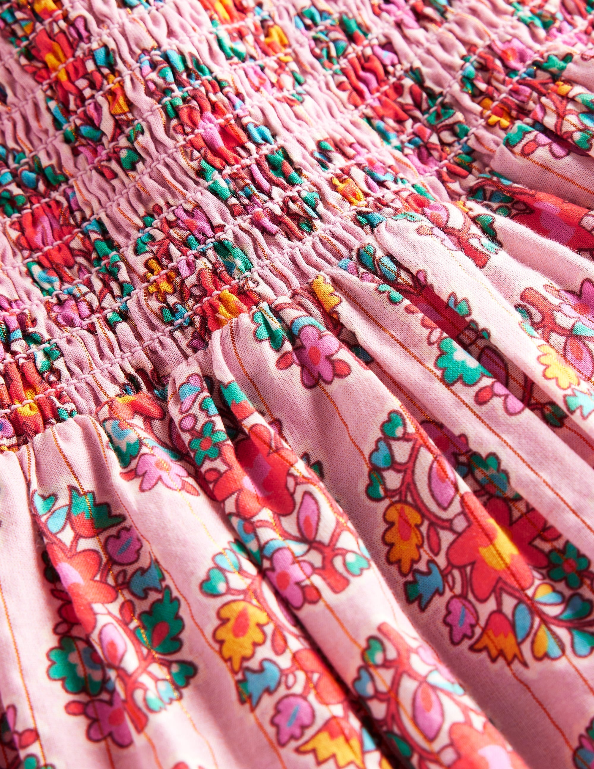 Robe d'été volantée à bretelles-Motif cachemire rose amande sucrée - Image 5