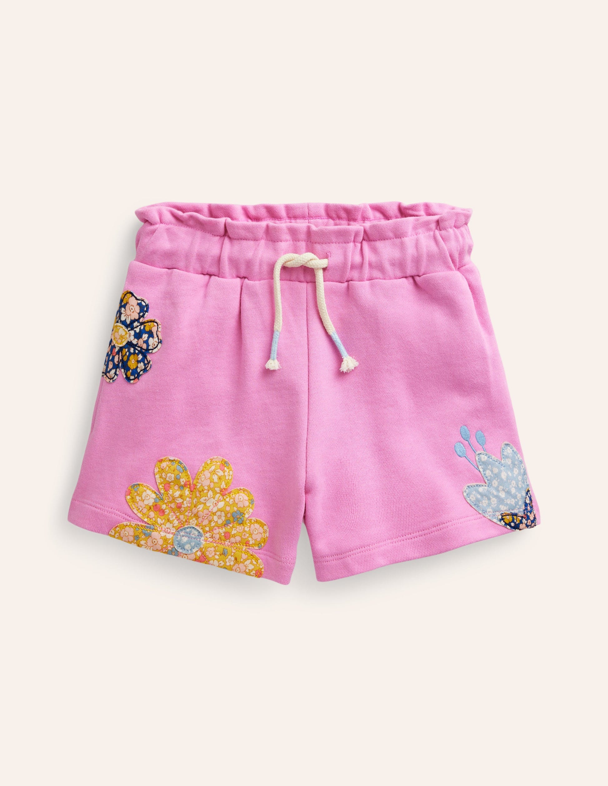Short en jersey à appliqué-Patchwork rose cosmos-1