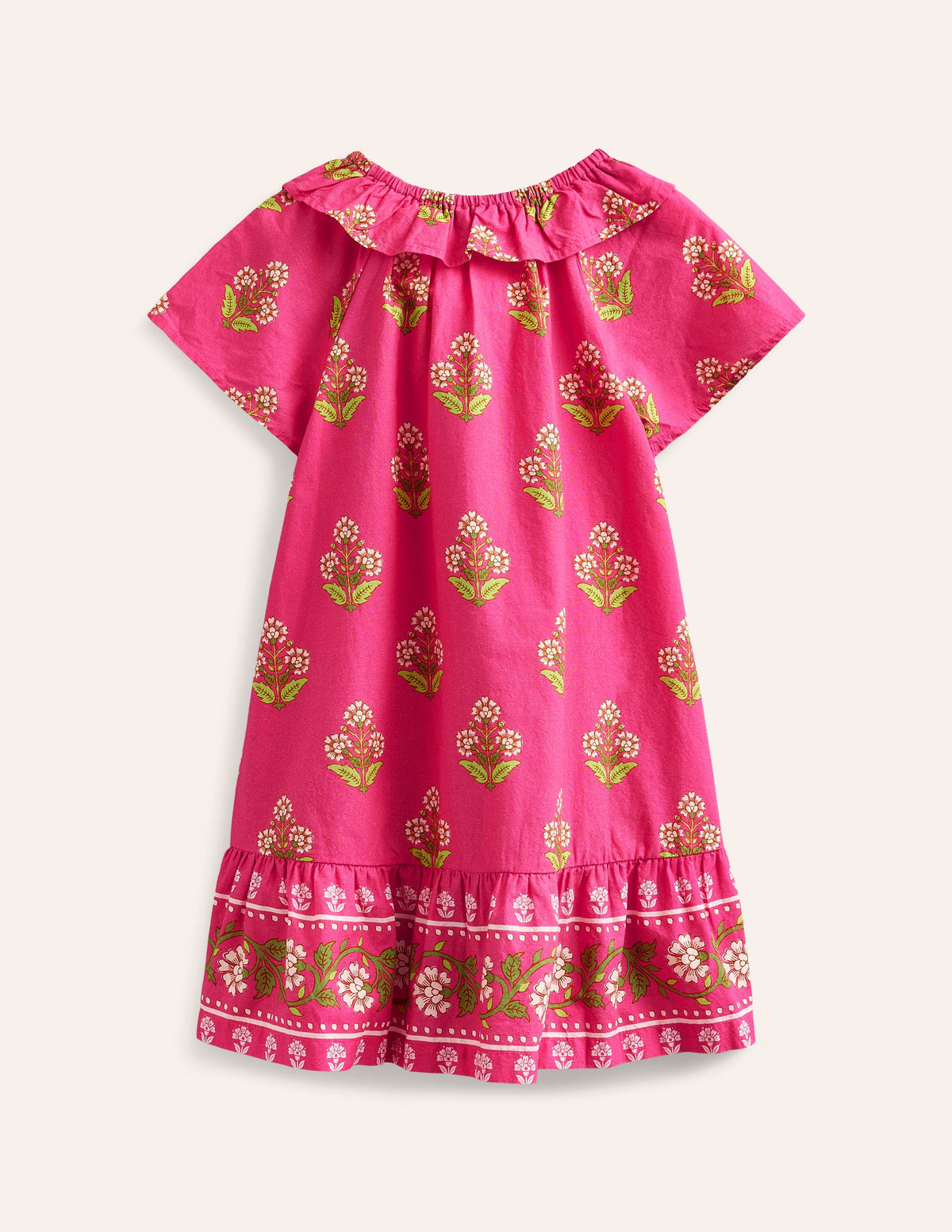 Gewebtes Kleid mit Rüschenausschnitt-Pink Kleiner Holzblock - Image 2