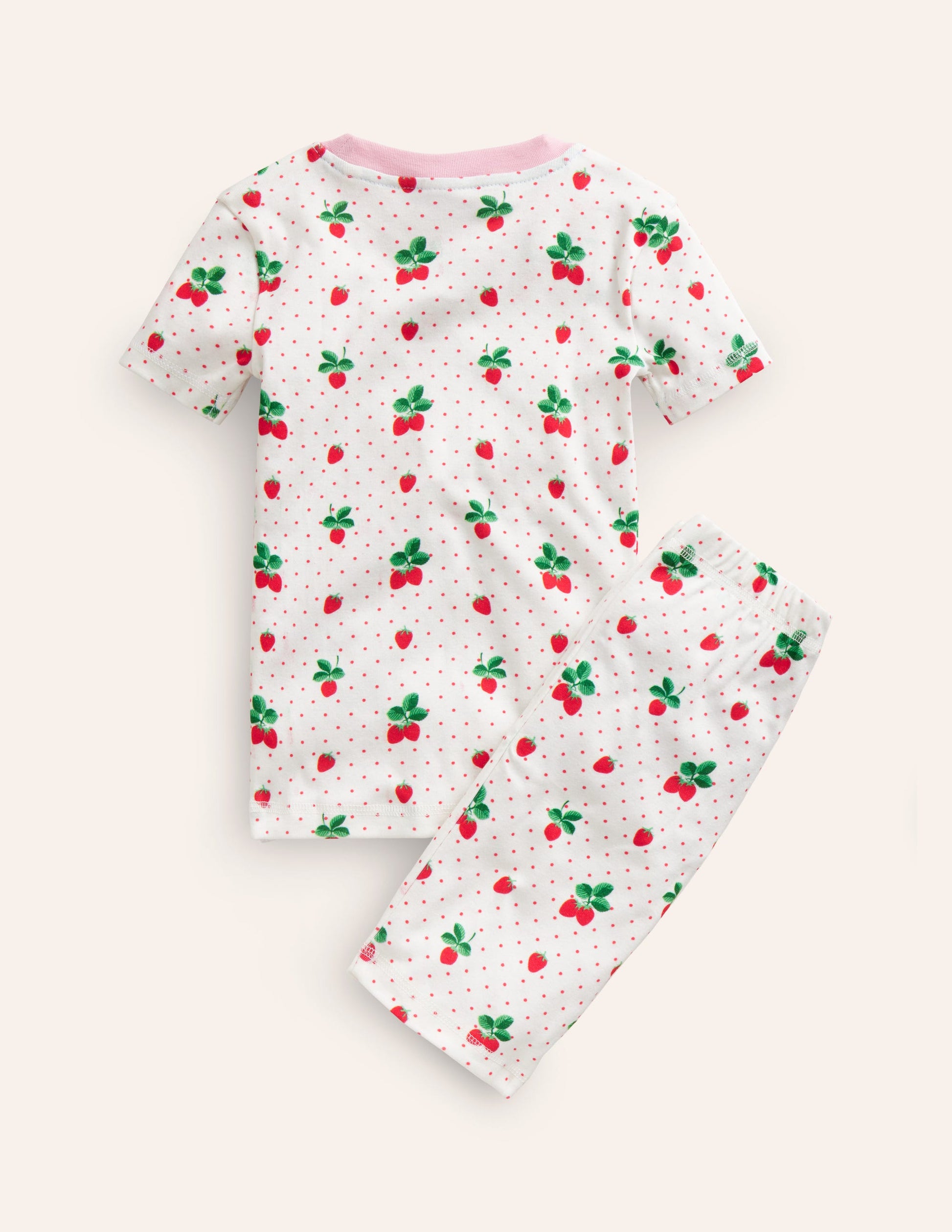 Snug Short John Pyjamas-Ivory Strawberry-2