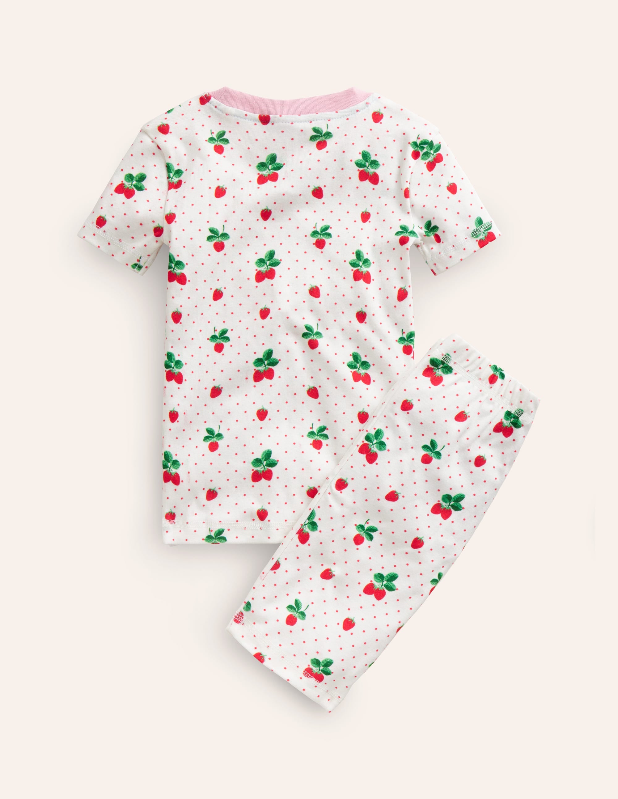 Snug Short John Pyjamas-Ivory Strawberry - Image 2