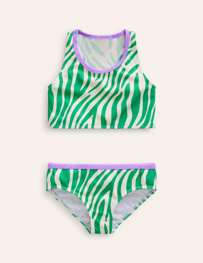 Bikini-Set mit Racerback-Erbsengrün Zebra