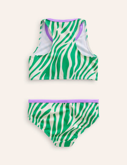 Bikini-Set mit Racerback-Erbsengrün Zebra