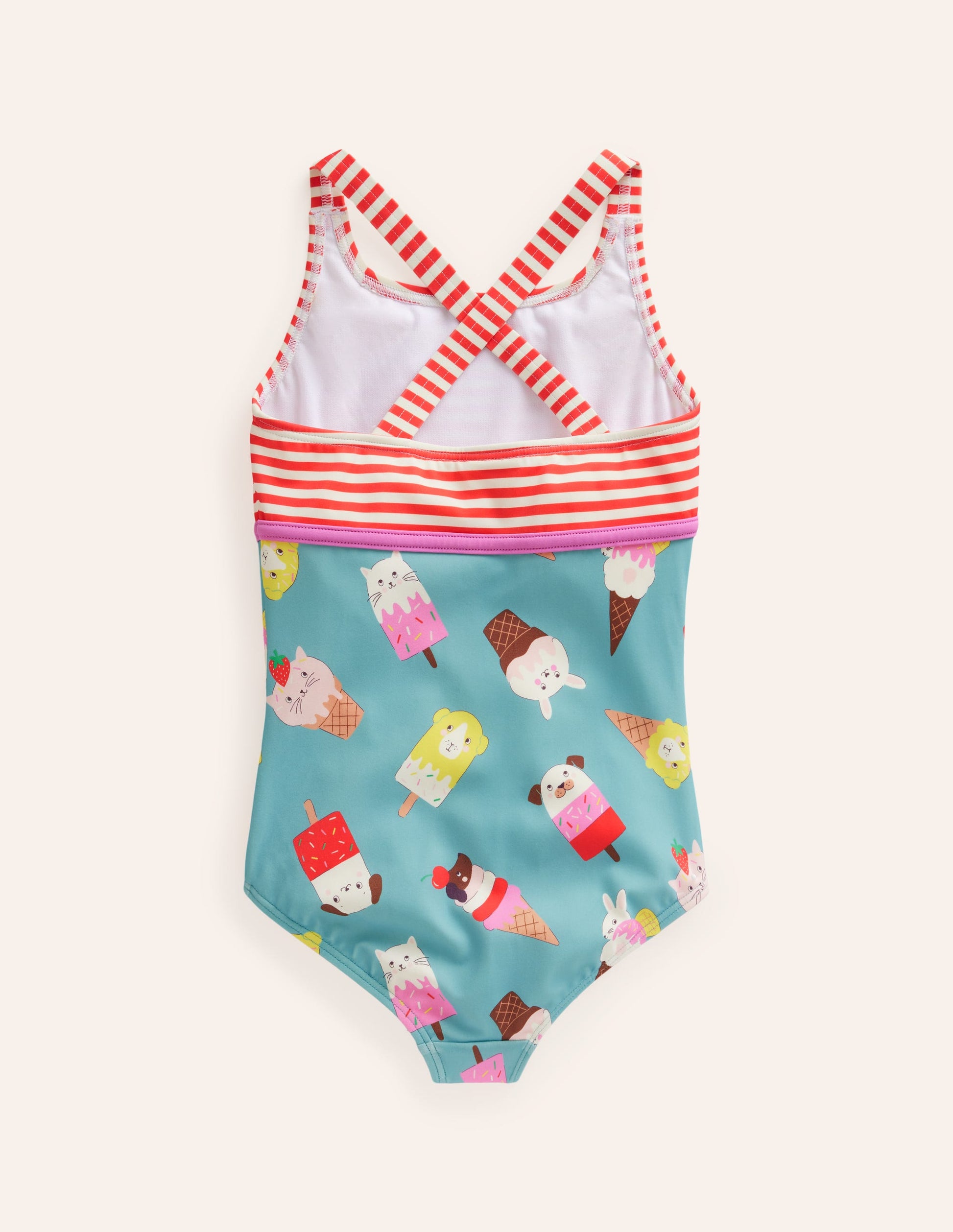 Maillot de bain motif pêle-mêle-Mer aigue-marine, animaux glace ivoire-2