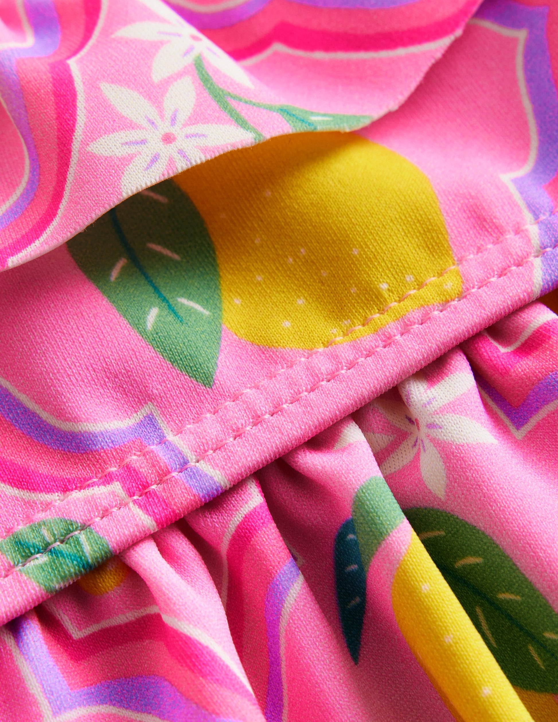 Bikini noué dans le dos à volants-Citronneraie rose-3
